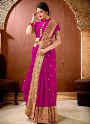 Rani Pink Banarasi Silk Jacquard Work Designer saree 1