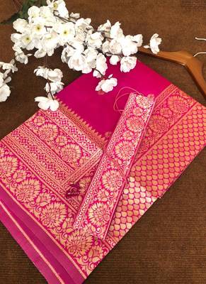 Rani Pink Banarasi Silk Jacquard Work Designer saree 2