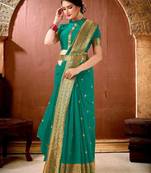 Taurquoise Banarasi Silk Jacquard Work Designer saree