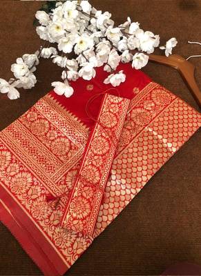 Red Banarasi Silk Jacquard Work Designer saree 2