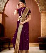 Wine Banarasi Silk Jacquard Work Designer saree