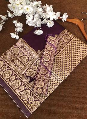 Wine Banarasi Silk Jacquard Work Designer saree 2