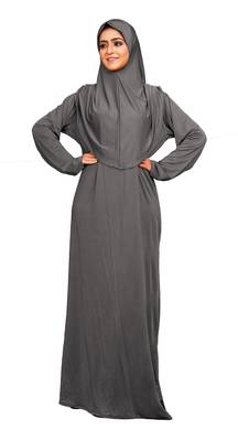 Plain Lycra Stretchable Daily Wear Burqa With Hijab Style For Women 1