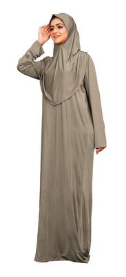 Women's Stone Color Islamic Wear Plain Burkha Instant Hijab 3