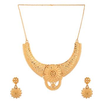 Choker  Alloy Gold Oxidised Plated ,Round Shape Pendent Design Necklace Set For Women & Girls 1