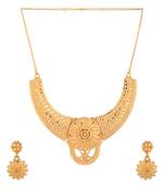 Choker  Alloy Gold Oxidised Plated ,Round Shape Pendent Design Necklace Set For Women & Girls