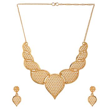 Choker Alloy Gold Oxidised Plated ,Ovel Shape Pendent Design Necklace Set For Women & Girls 1