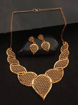 Choker Alloy Gold Oxidised Plated ,Ovel Shape Pendent Design Necklace Set For Women & Girls 4