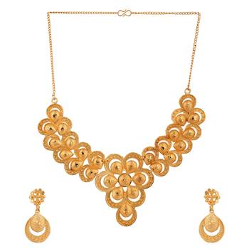 Choker Alloy Gold Oxidised Plated Design Necklace Set For Women & Girls 1