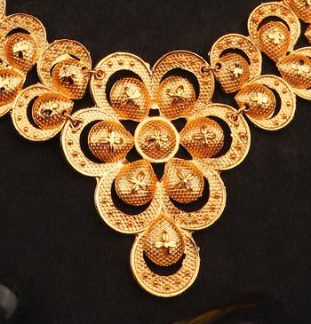 Choker Alloy Gold Oxidised Plated Design Necklace Set For Women & Girls 4