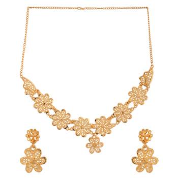 Choker Alloy Gold Oxidised Plated Design Necklace Set For Women & Girls 1