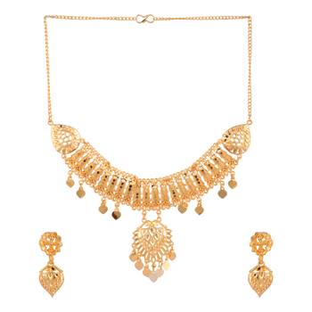 Choker Alloy Gold Oxidised Plated Design Necklace Set For Women & Girls 1