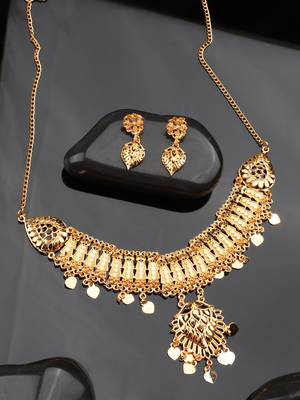 Choker Alloy Gold Oxidised Plated Design Necklace Set For Women & Girls 4