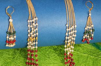 Long Five  Line Chain Alloy Gold Oxidised Plated Design Necklace Set For Women & Girls 5