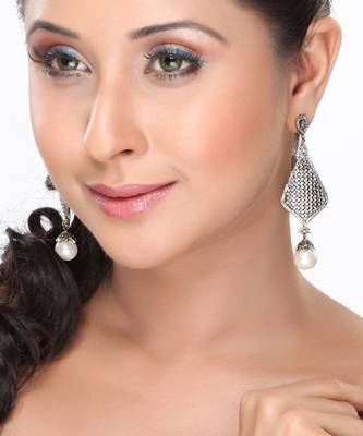 Pearls And Pave Set Cz Dangler Earring 1