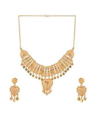 Choker  Alloy Gold Oxidised Plated ,Round Shape Pendent Design Necklace Set For Women & Girls 1