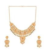 Choker  Alloy Gold Oxidised Plated ,Round Shape Pendent Design Necklace Set For Women & Girls