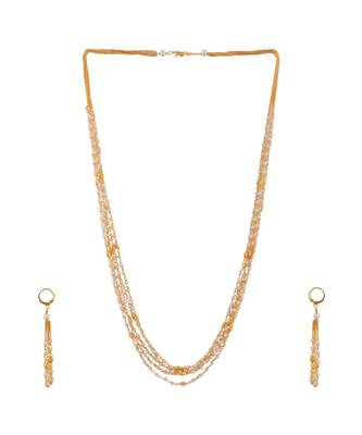 Long Five  Line Chain Alloy Gold Oxidised Plated Design Necklace Set For Women & Girls 1