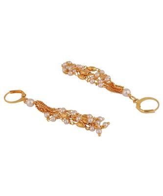 Long Five  Line Chain Alloy Gold Oxidised Plated Design Necklace Set For Women & Girls 2