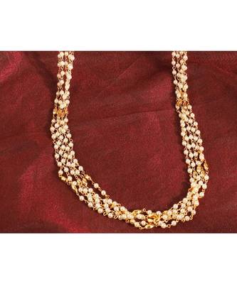 Long Five  Line Chain Alloy Gold Oxidised Plated Design Necklace Set For Women & Girls 5