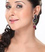 Twin Peacock Enamel And Cz Earrings