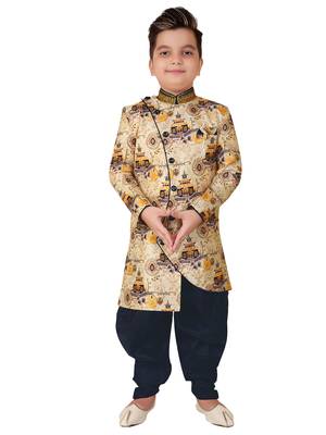 Multicolor printed cotton silk boys-kurta-pyjama 1
