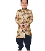 Multicolor printed cotton silk boys-kurta-pyjama