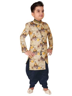 Multicolor printed cotton silk boys-kurta-pyjama 3