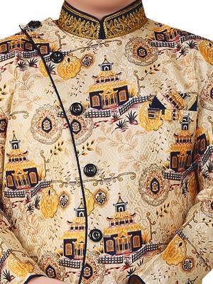 Multicolor printed cotton silk boys-kurta-pyjama 4