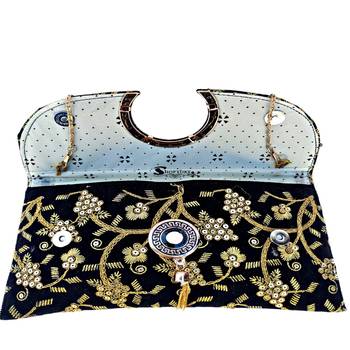 Shoptory India Embroidered Casual Party Sling Bag For Women Girls Clutch Handpurse, Black 5