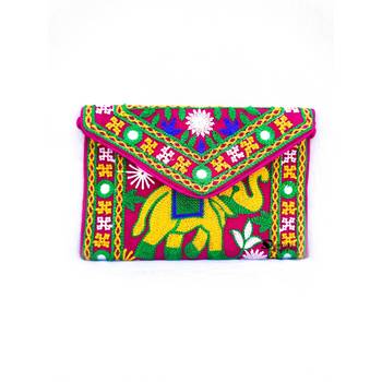 Shoptory India Embroidered Elephant Design Rajasthani Traditional Casual Party Sling Bag For Women Girls, Pink 3