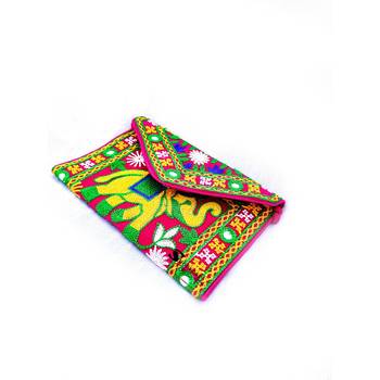 Shoptory India Embroidered Elephant Design Rajasthani Traditional Casual Party Sling Bag For Women Girls, Pink 4