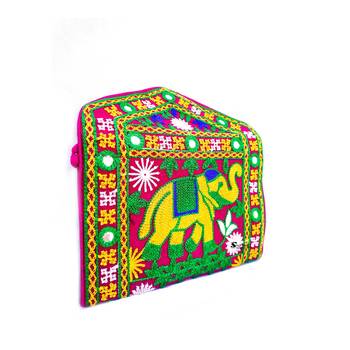 Shoptory India Embroidered Elephant Design Rajasthani Traditional Casual Party Sling Bag For Women Girls, Pink 5