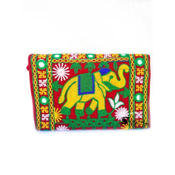 Shoptory India Embroidered Elephant Design Rajasthani Traditional Casual Party Sling Bag For Women Girls, Red 5