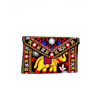 Shoptory India Embroidered Elephant Design Rajasthani Traditional Casual Party Sling Bag For Women Girls, Black 4