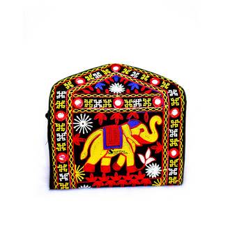 Shoptory India Embroidered Elephant Design Rajasthani Traditional Casual Party Sling Bag For Women Girls, Black 5