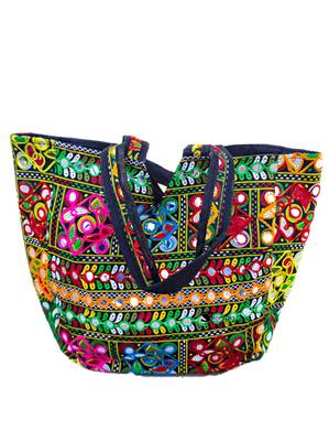 Shoptory India Embroidred Rajasthani Multicolor Handbag Casual Party Hobo For Women Girls, Multi 2
