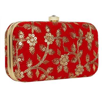 Shoptory India Embroidered Casual Ethnic Sling Bag For Women's Clutch Handpurse - Red 2