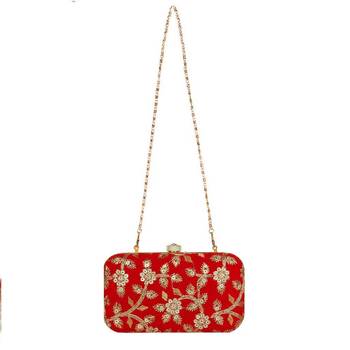 Shoptory India Embroidered Casual Ethnic Sling Bag For Women's Clutch Handpurse - Red 4