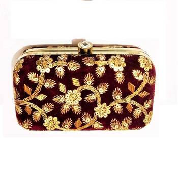 Shoptory India Embroidered Casual Ethnic Sling Bag For Women's Clutch Handpurse Maroon 1