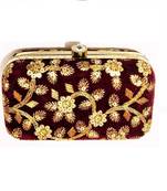 Shoptory India Embroidered Casual Ethnic Sling Bag For Women's Clutch Handpurse Maroon