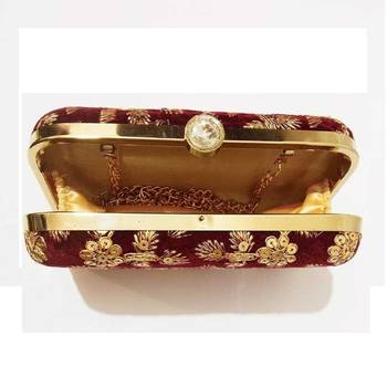 Shoptory India Embroidered Casual Ethnic Sling Bag For Women's Clutch Handpurse Maroon 3