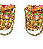Shoptory India Wristlets Ethnic Rajasthani Potli bags For Women & Girls Rakhi Gift for her, Multicolor, Pack of 2