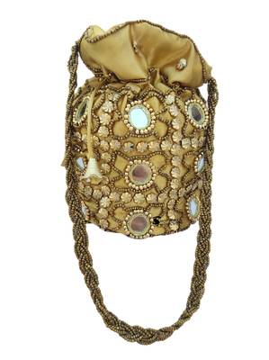 Shoptory India Wristlets Ethnic Rajasthani Potli bags For Women & Girls Rakhi Gift for her, Gold 1