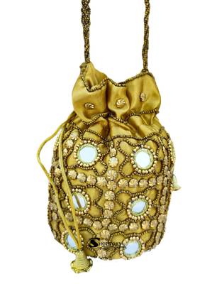 Shoptory India Wristlets Ethnic Rajasthani Potli bags For Women & Girls Rakhi Gift for her, Gold 2