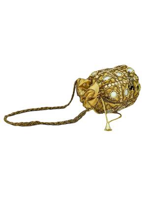 Shoptory India Wristlets Ethnic Rajasthani Potli bags For Women & Girls Rakhi Gift for her, Gold 3