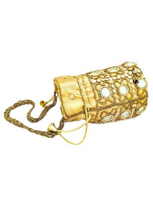 Shoptory India Wristlets Ethnic Rajasthani Potli bags For Women & Girls Rakhi Gift for her, Gold 4