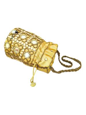 Shoptory India Wristlets Ethnic Rajasthani Potli bags For Women & Girls Rakhi Gift for her, Gold 5