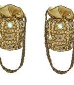 Shoptory India Wristlets Ethnic Rajasthani Potli bags For Women & Girls Rakhi Gift for her, Gold,Pack of 2
