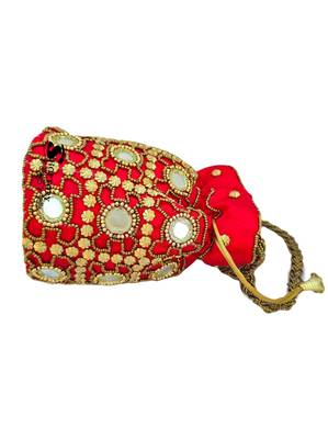 Shoptory India Wristlets Ethnic Rajasthani Potli bags For Women & Girls Rakhi Gift for her, Red 3
